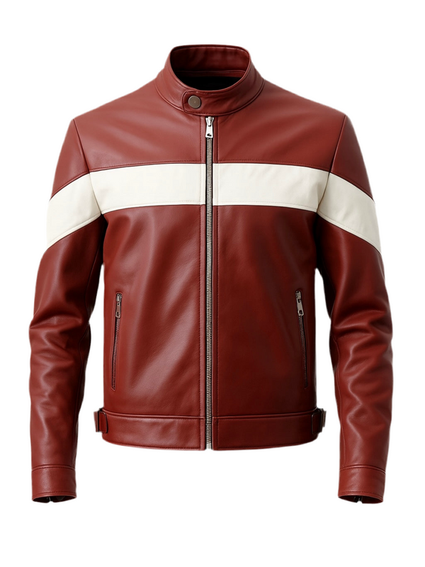 TORQUE – Red Striped Racer Leather Jacket