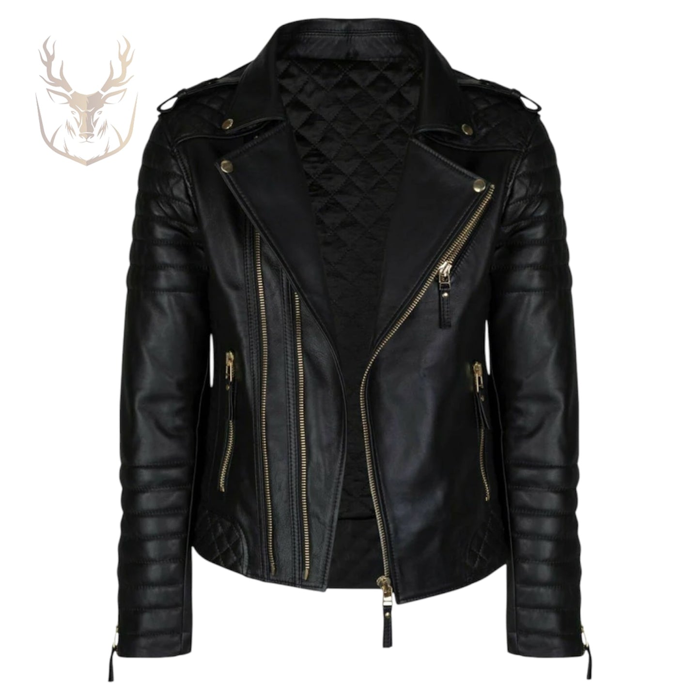 LuxeAura’s Black Biker Leather Jacket For Men.