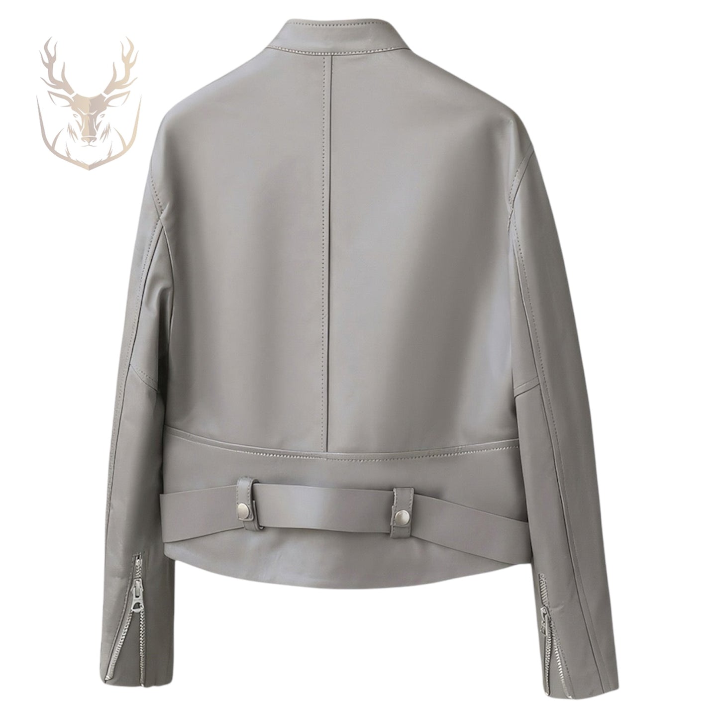 LuxeAura’s Biker Stand Collar Slim Fit Leather Jacket For Women.