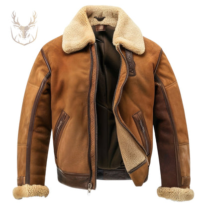 LuxeAura’s Suede B3 Sherpa Shearling Jacket For Men.