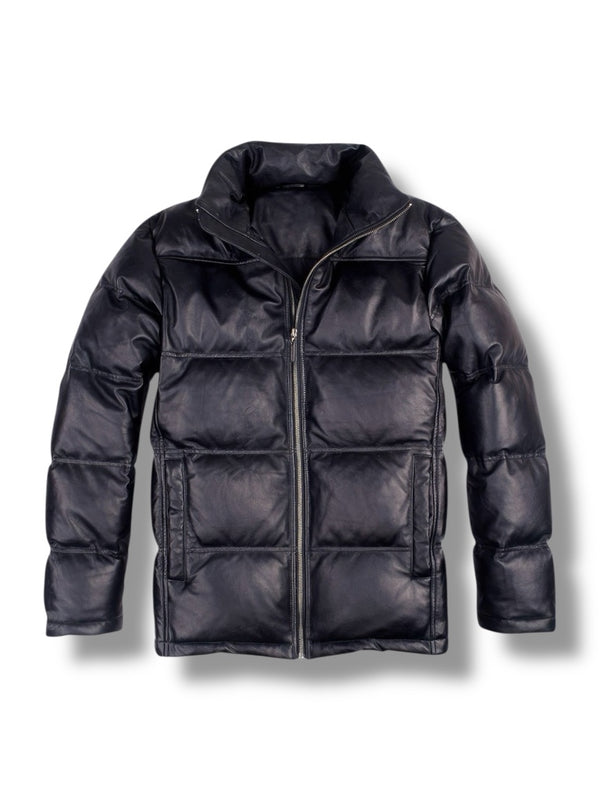 BROCK - Black Puffer Leather Jacket