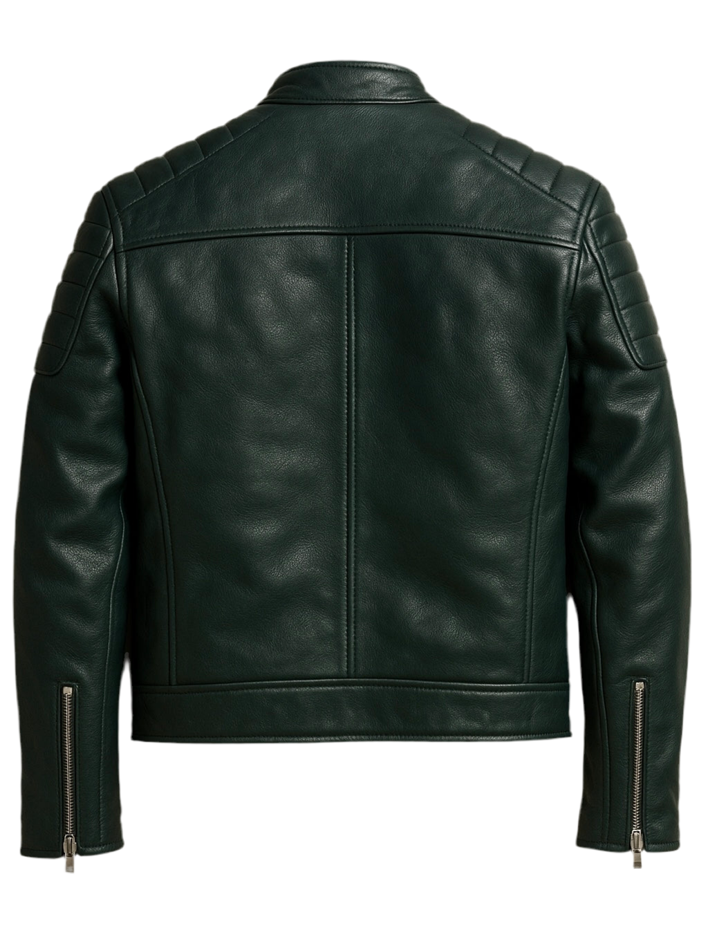 HUNTER – Dark Green Racer Leather Jacket