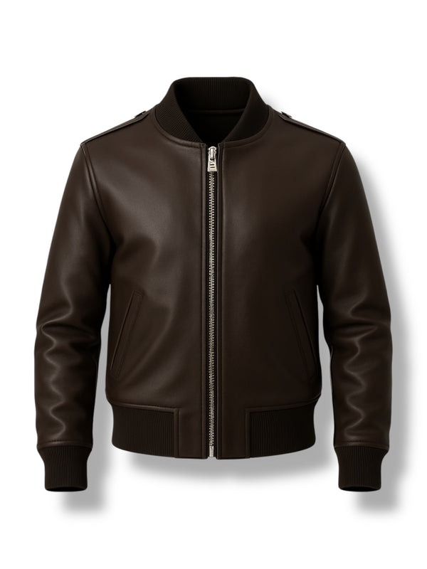 BRAVEN - Brown Bomber Leather Jacket