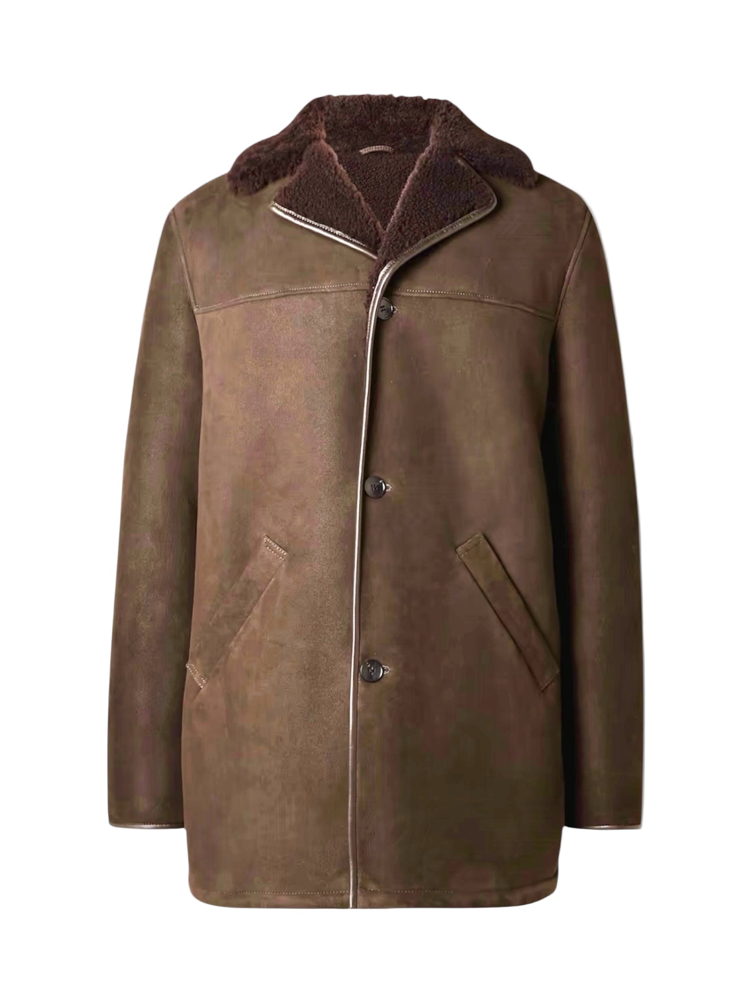 VELAR - Camel Brown Shearling Overcoat.