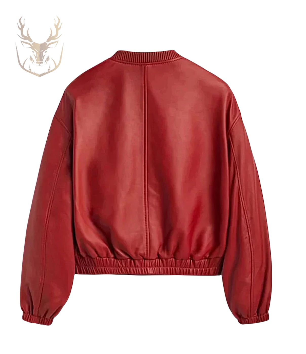 LuxeAura's Red Leather Bomber Jacket For Women