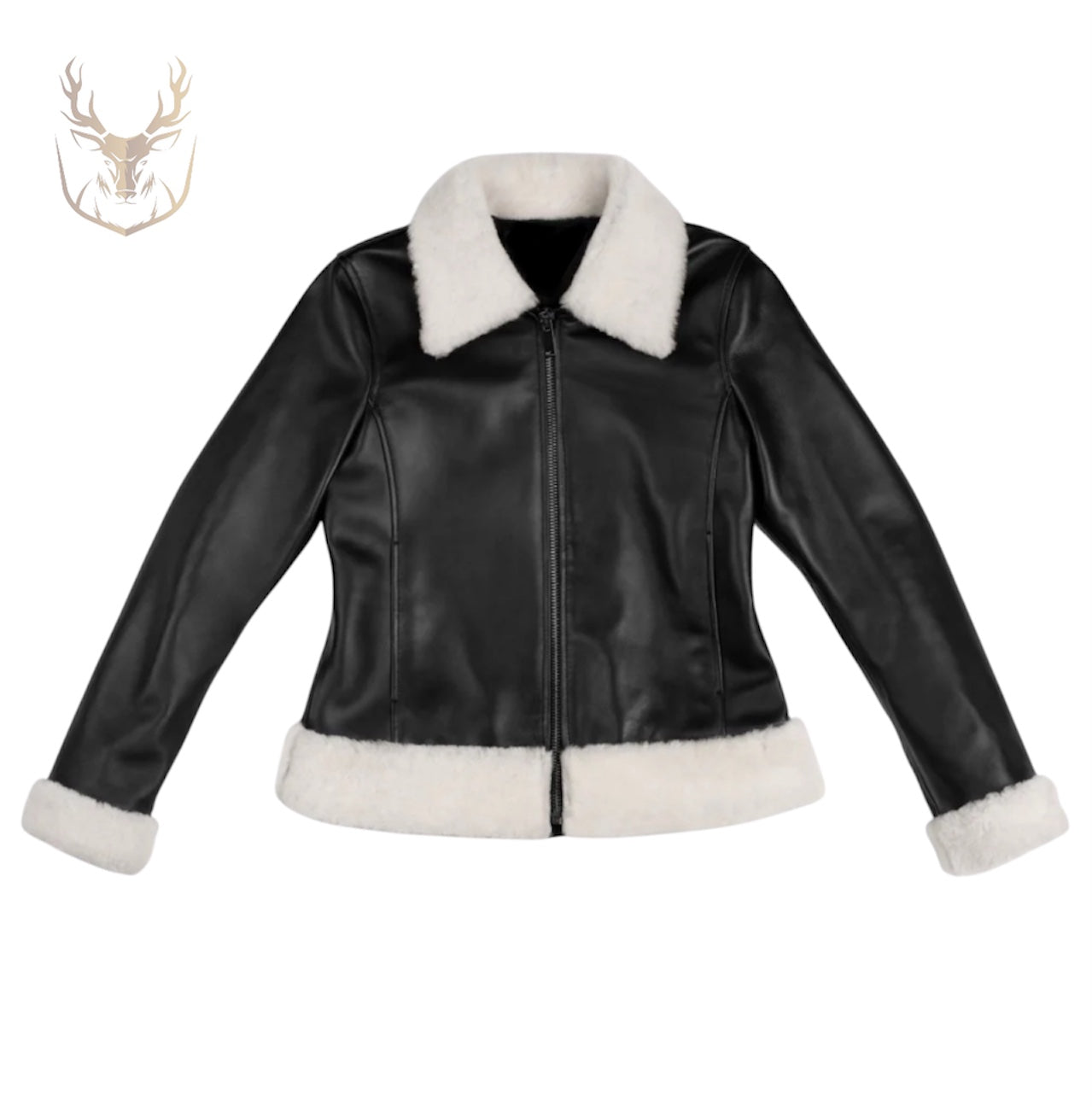 LuxeAura’s Cropped Biker Leather Jacket For Women.