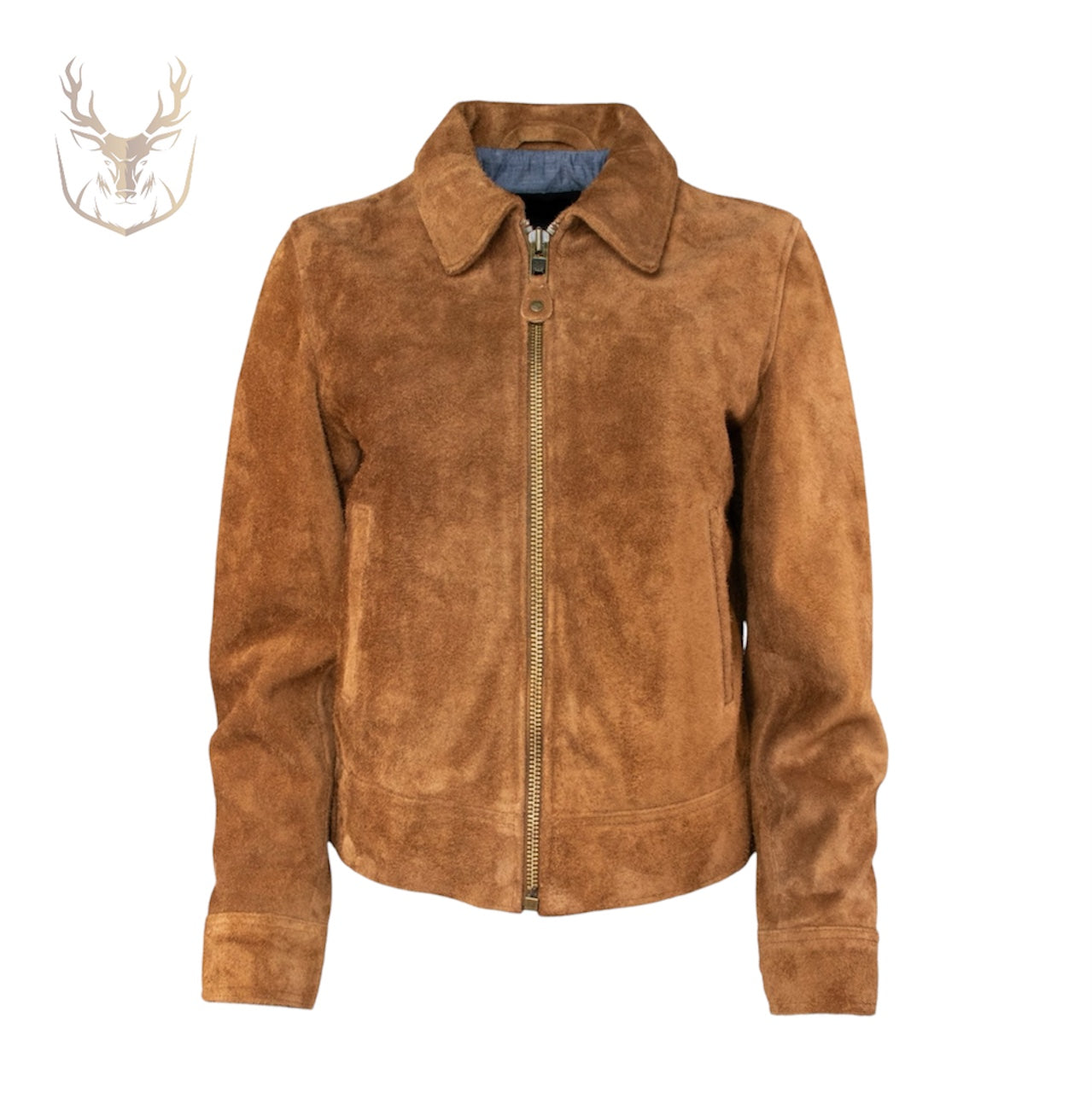 LuxeAura’s Russet Suede Trucker Jacket For Women.