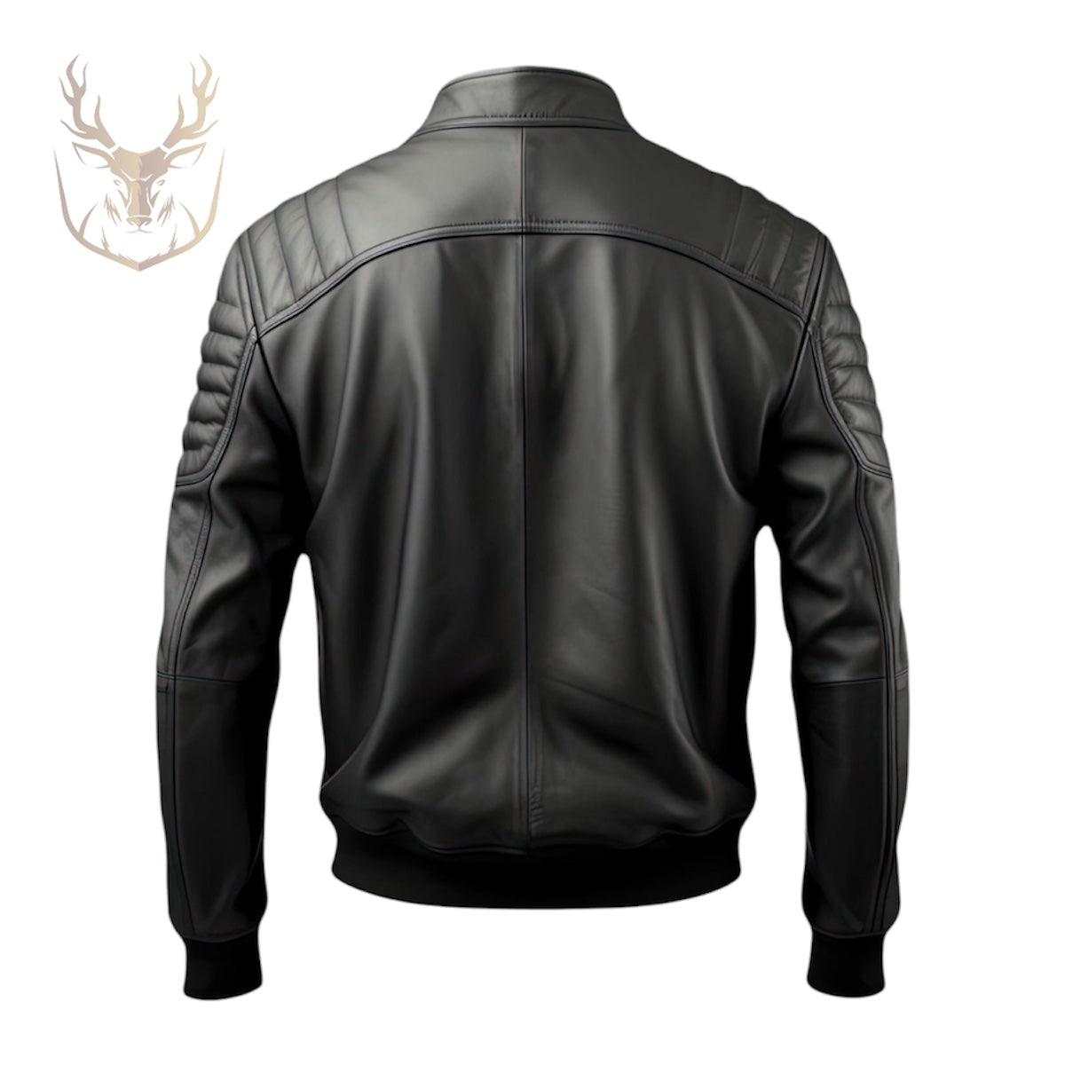 LuxeAura’s Padded Bomber Leather Jacket For Men.