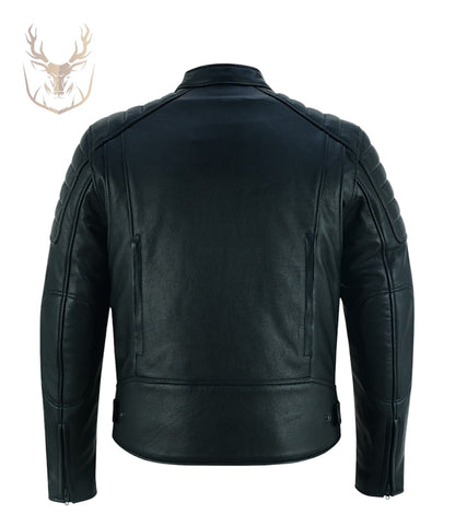 LuxeAura’s Cafe Racer Leather Jacket For Men.