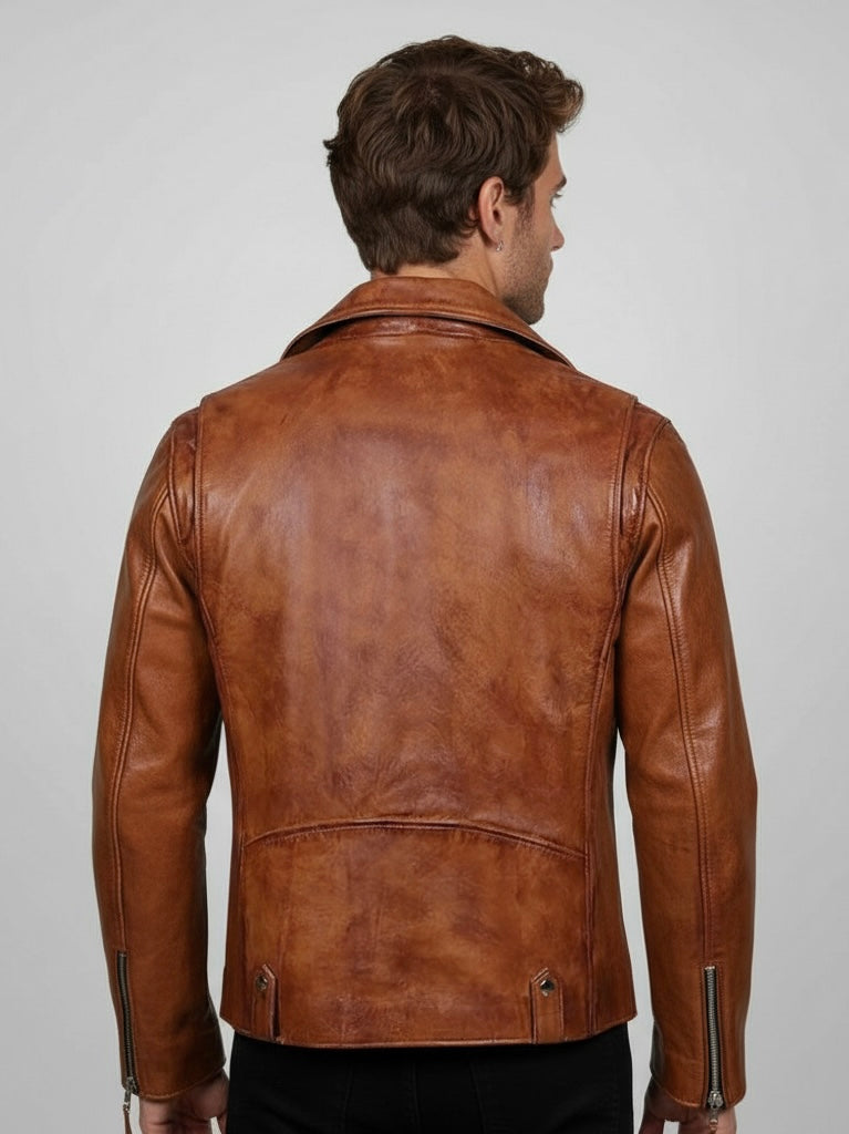 RUSTBORN – Rugged Biker Leather Jacket