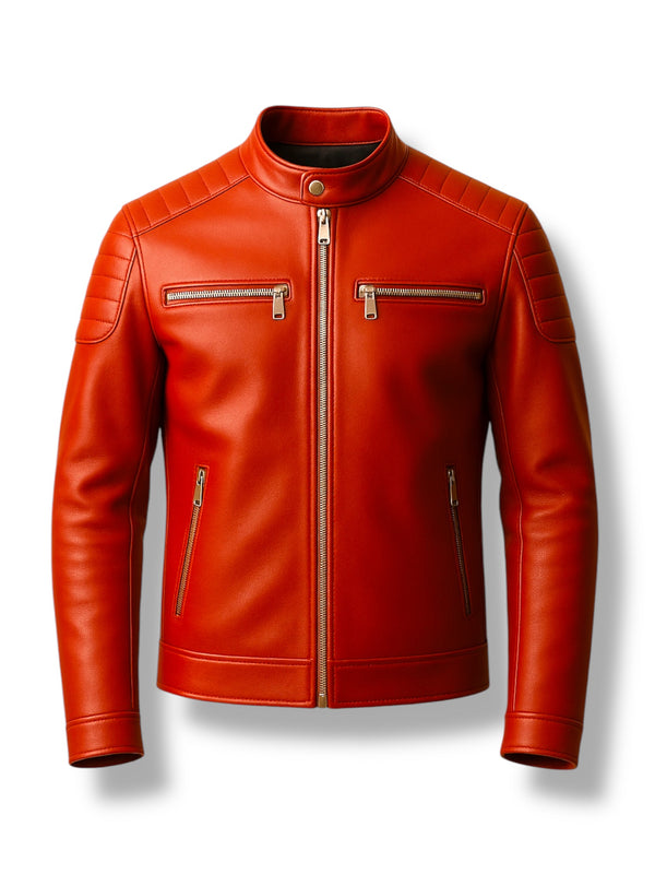 LuxeAura’s INFERNO - Red Racer Leather Jacket.