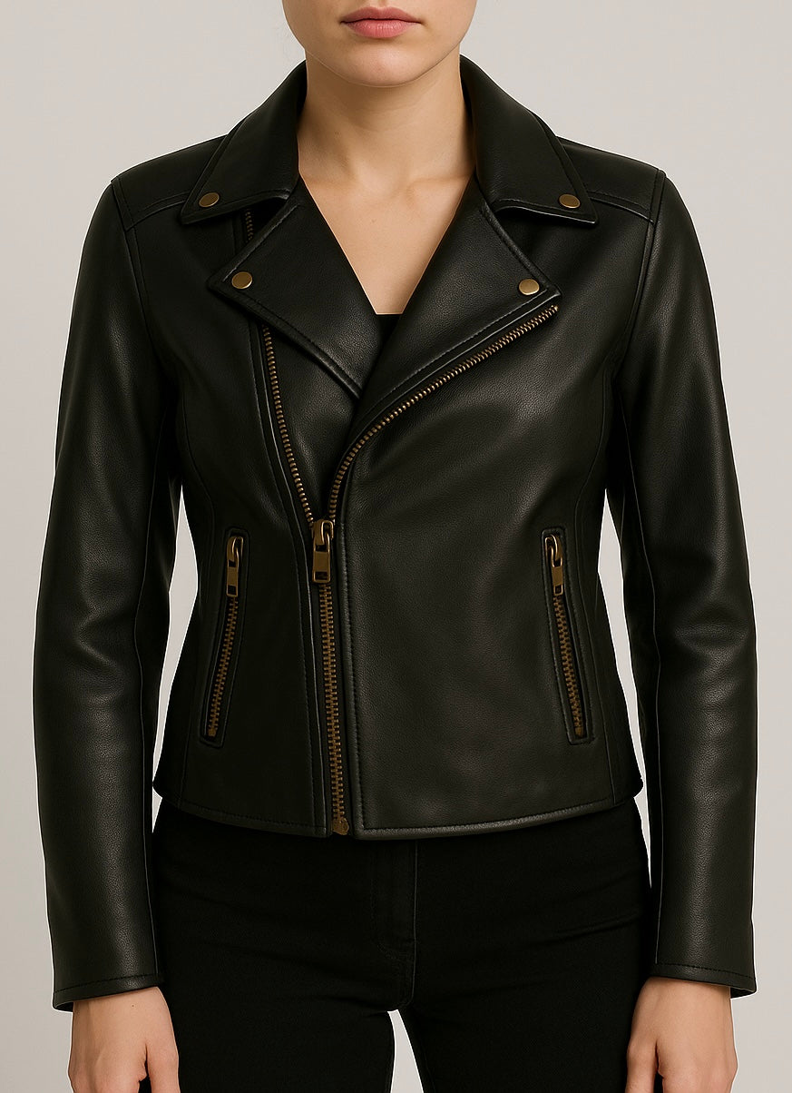 STRUX - Black Biker Leather Jacket
