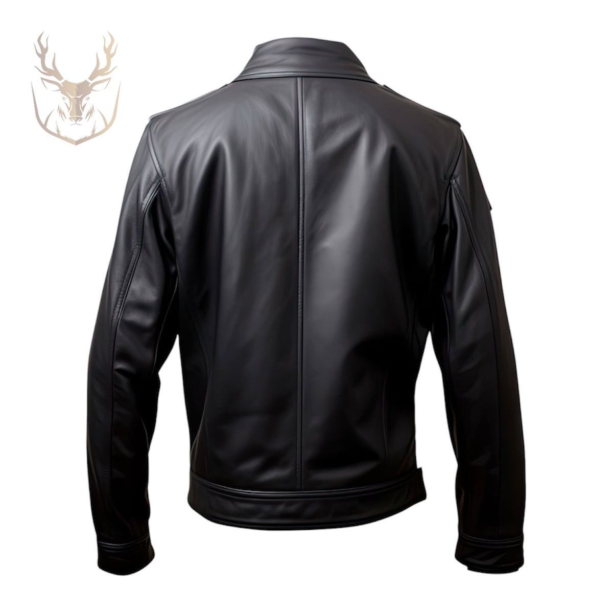 LuxeAura’s Black Trucker Leather Jacket For Men.