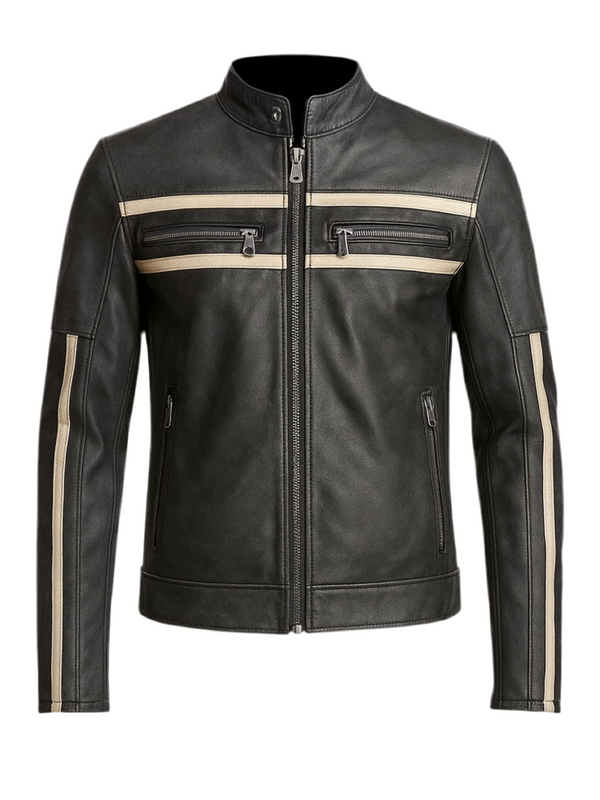 SPAR – Vintage Striped Racer Leather Jacket