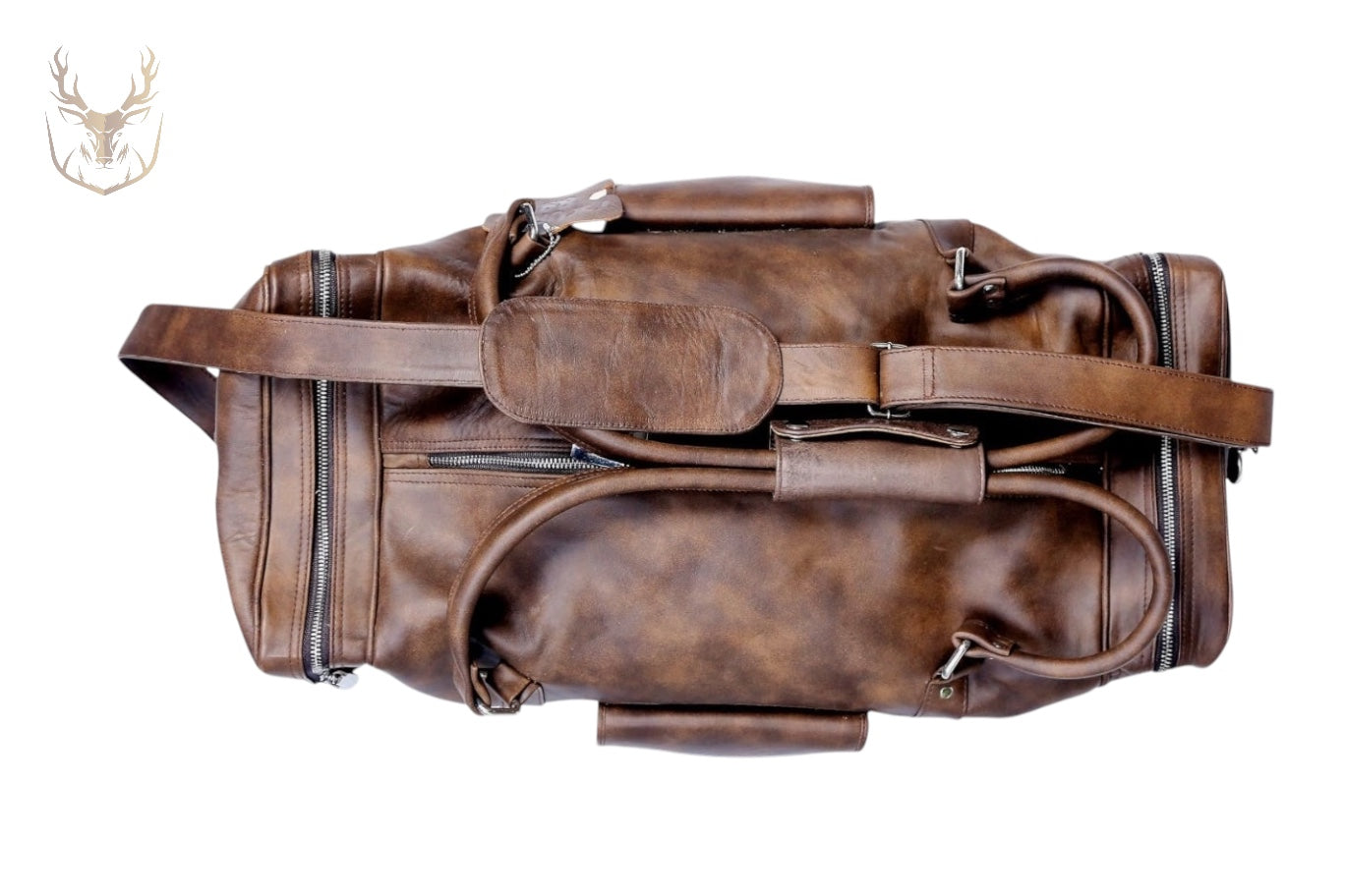 LuxeAura’s Brown Handcrafted Italian Leather Duffle Bag