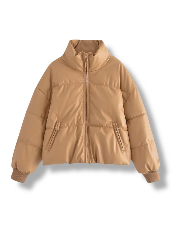 LuxeAura’s MOYA – Puffer Leather Jacket
