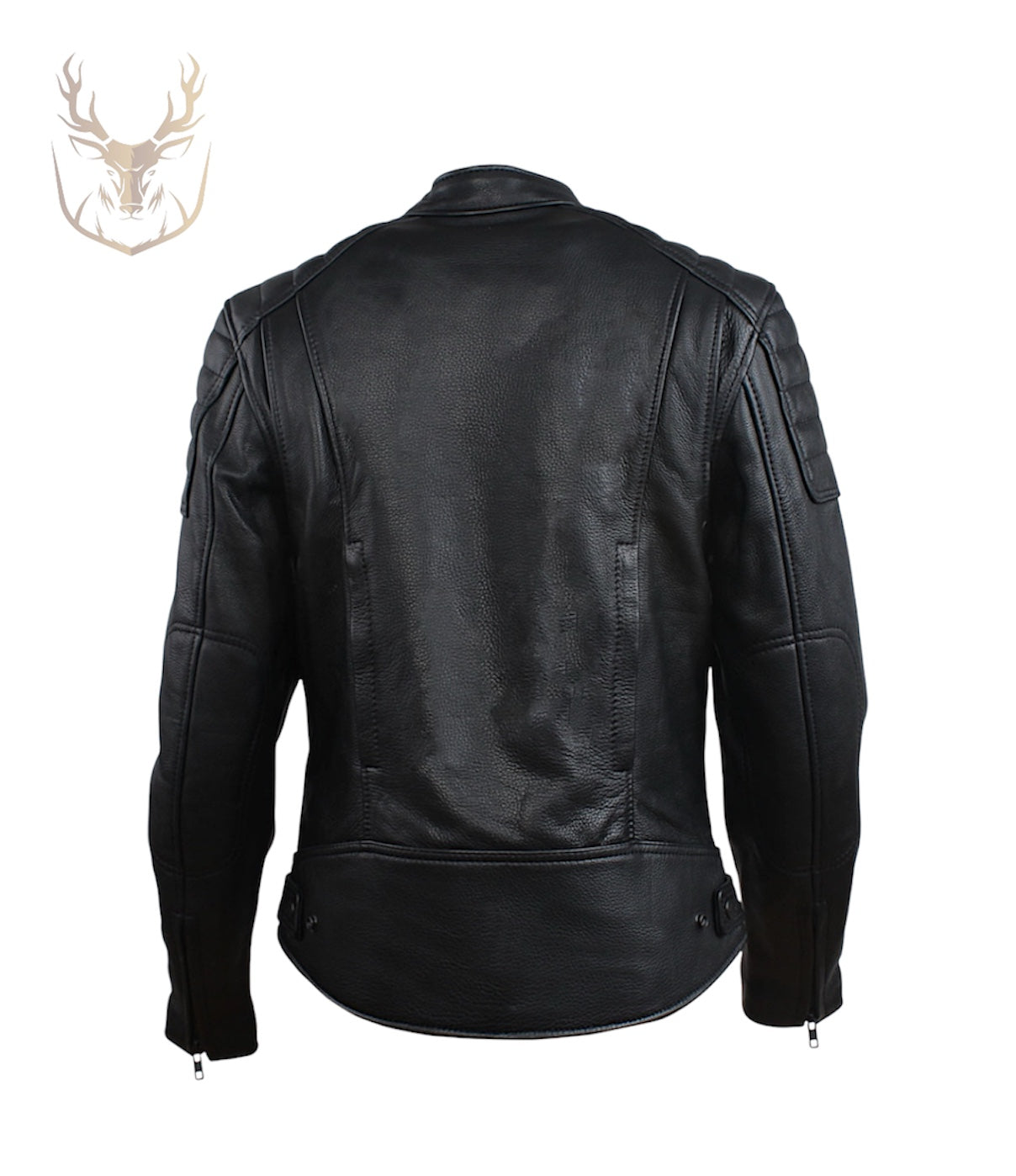 LuxeAura’s Cafe Racer Padded Leather Jacket For Women.