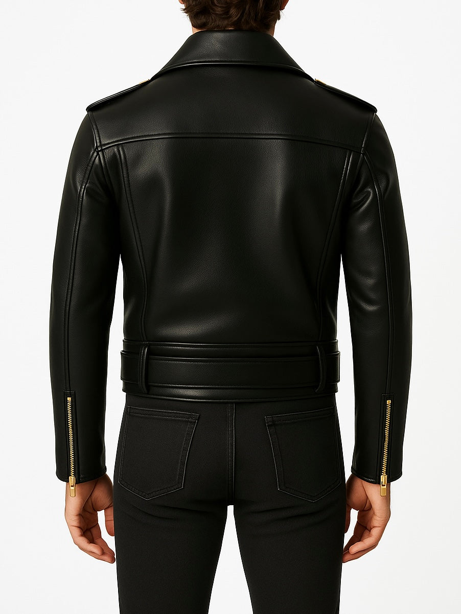 BAZEL – Biker Leather Jacket (Golden Edition)