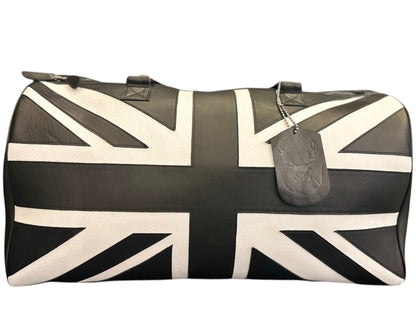 LuxeAura’s UK Flagged Leather Duffle Bag.