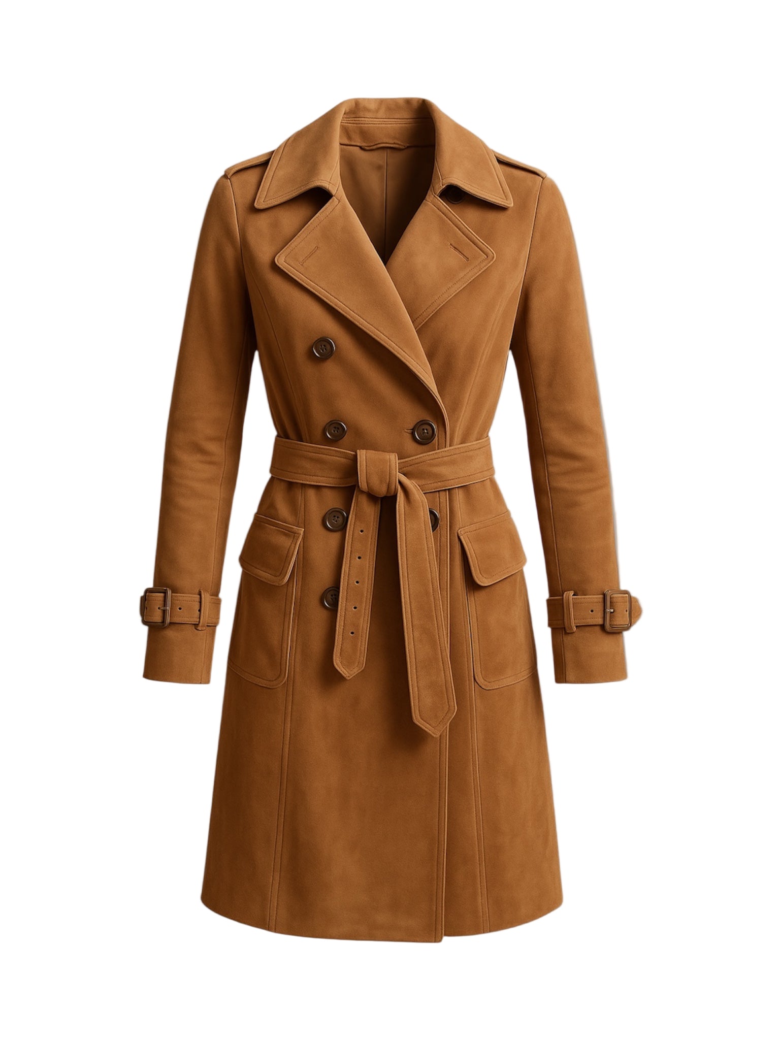 BREW – Brown Suede Trench Leather Coat