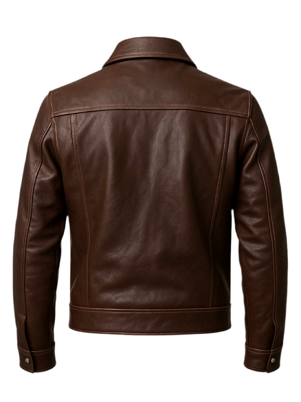 RIDGEWAY- Brown Trucker Leather Jacket