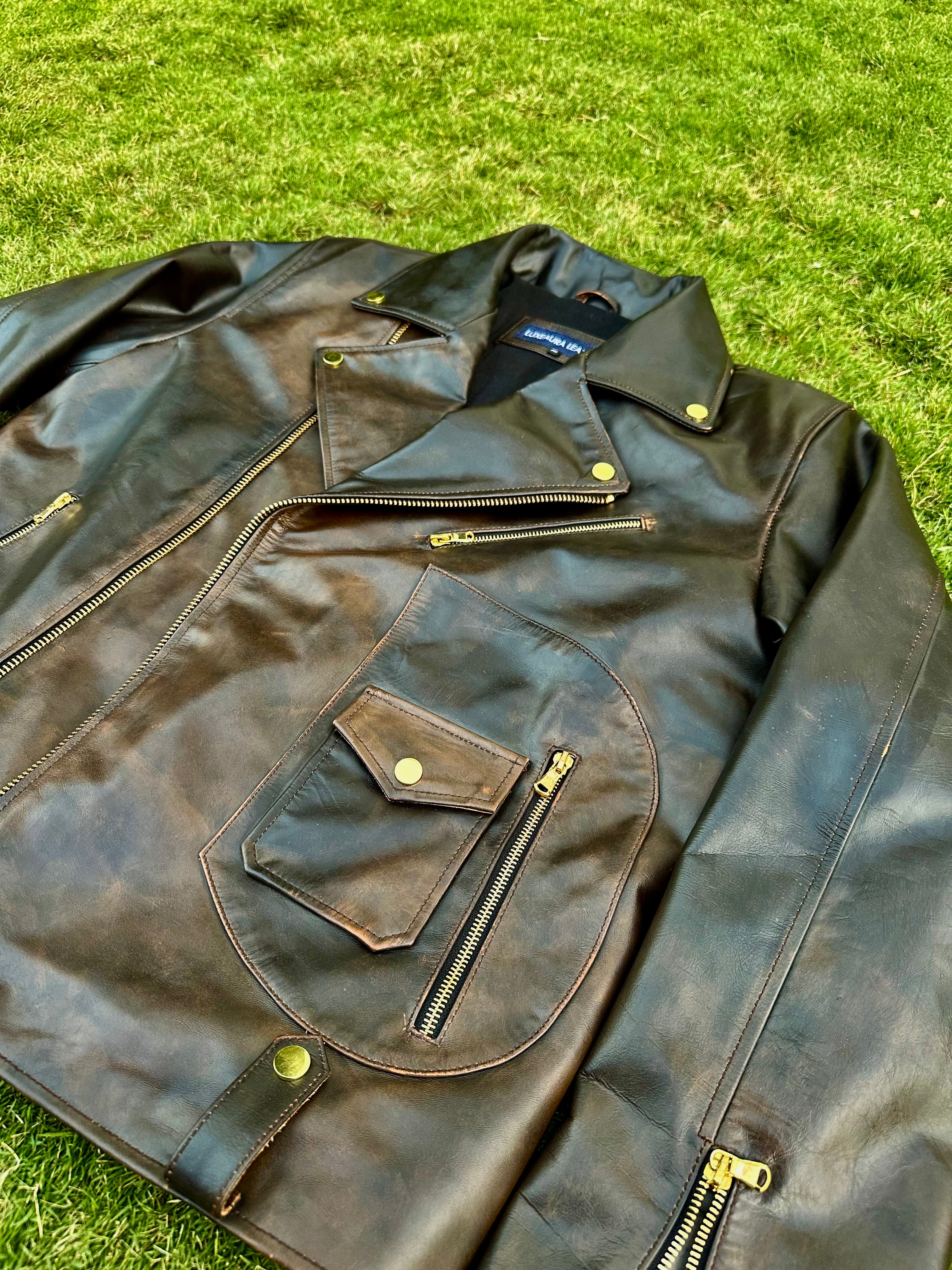 HAYMAN – Bronze Biker Leather Jacket