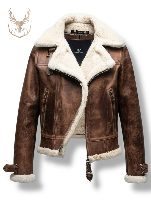 LuxeAura’s B3 Shearling Jacket For Women.