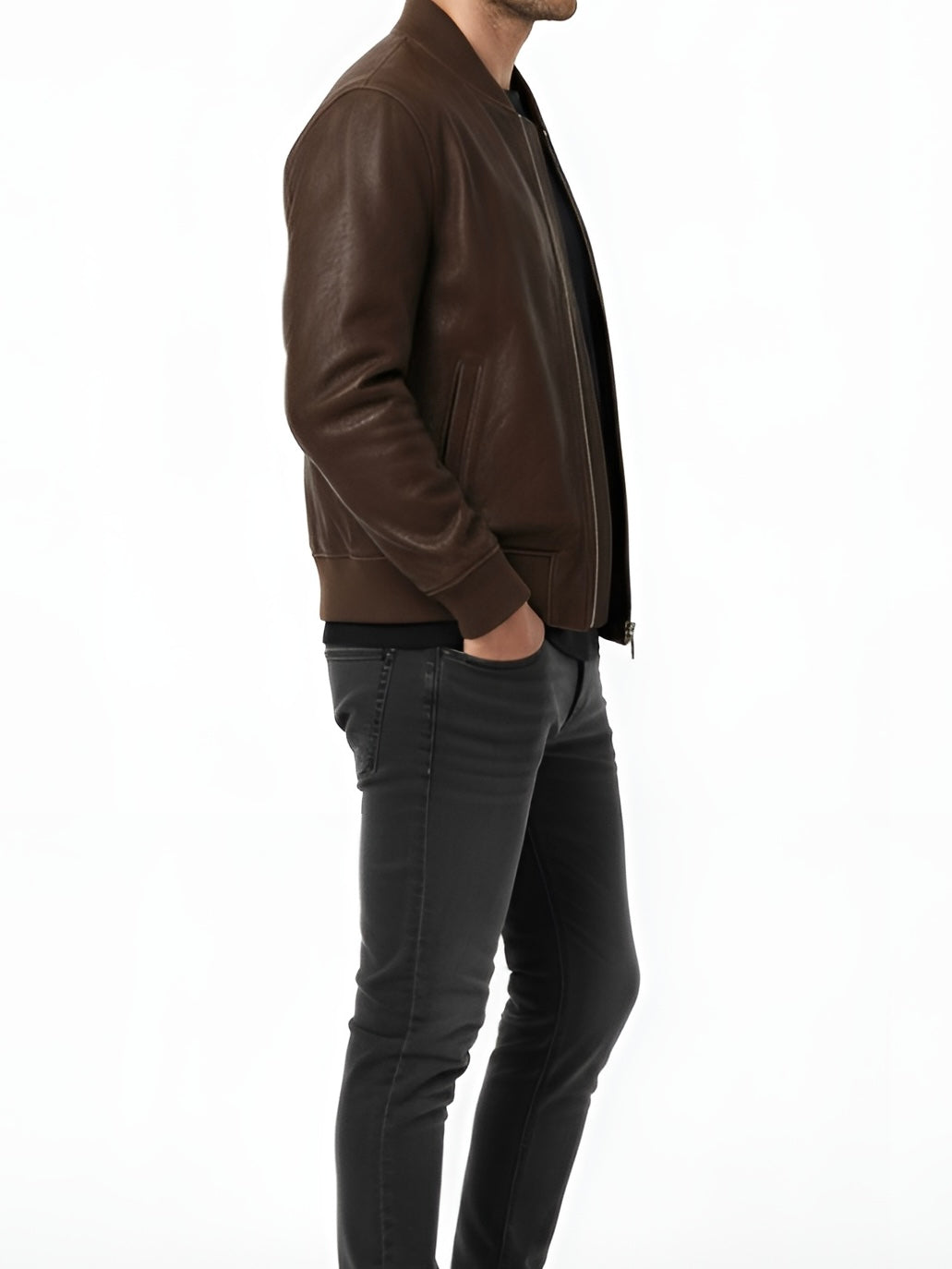 WOODFORD –  Brown Bomber Leather Jacket