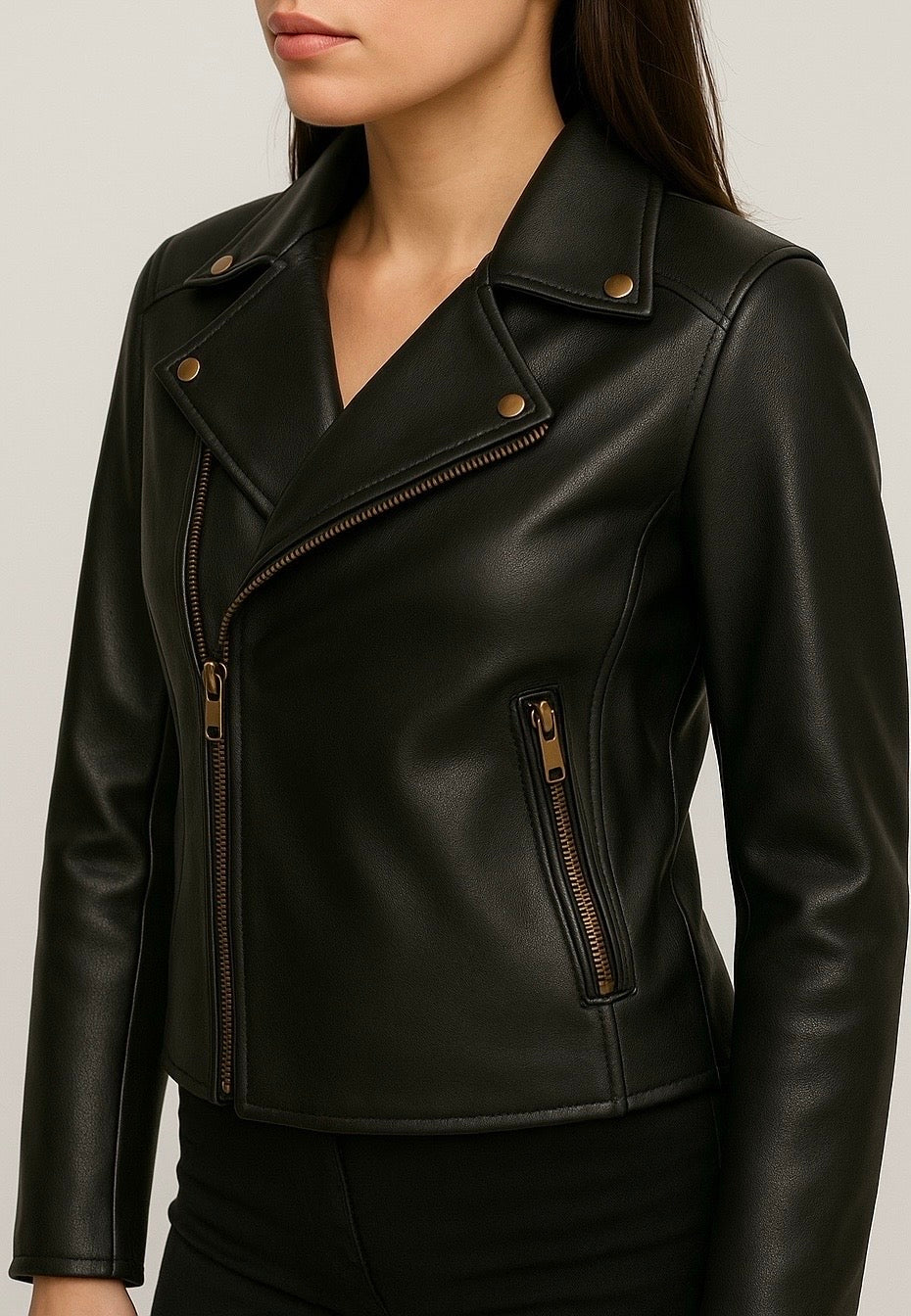 STRUX - Black Biker Leather Jacket