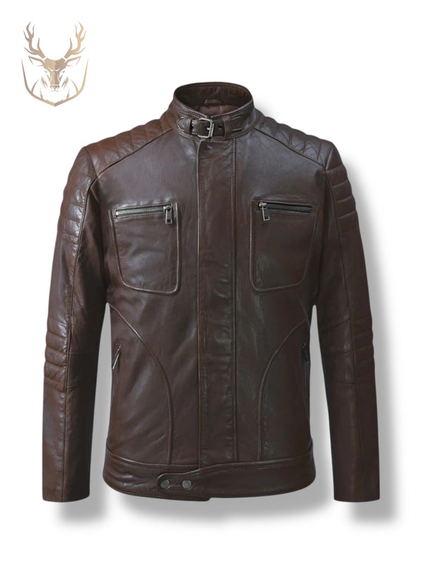 LuxeAura’s Brown Padded Leather Jacket For Men.