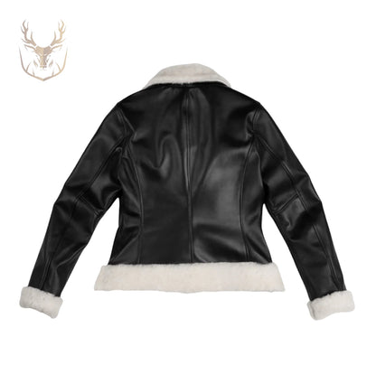 LuxeAura’s Cropped Biker Leather Jacket For Women.