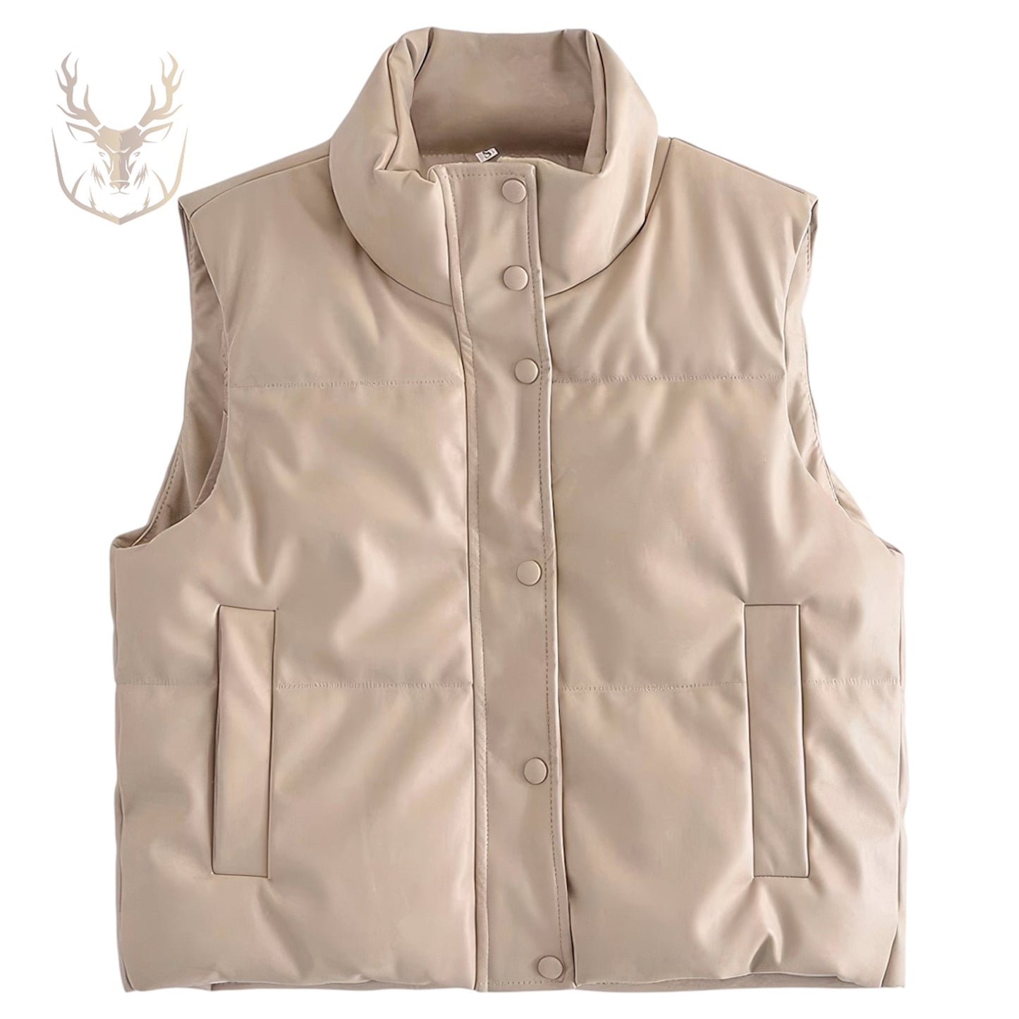 LuxeAura’s Beige Puffer Waistcoat For Women.