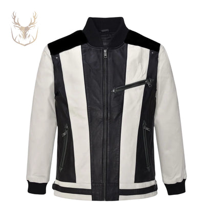 LuxeAura’s White N Black Bomber Jacket For Men.