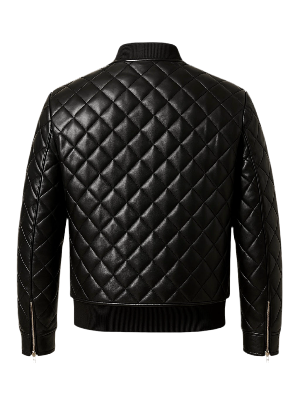 QUILL – Black Quilted Bomber Leather Jacket