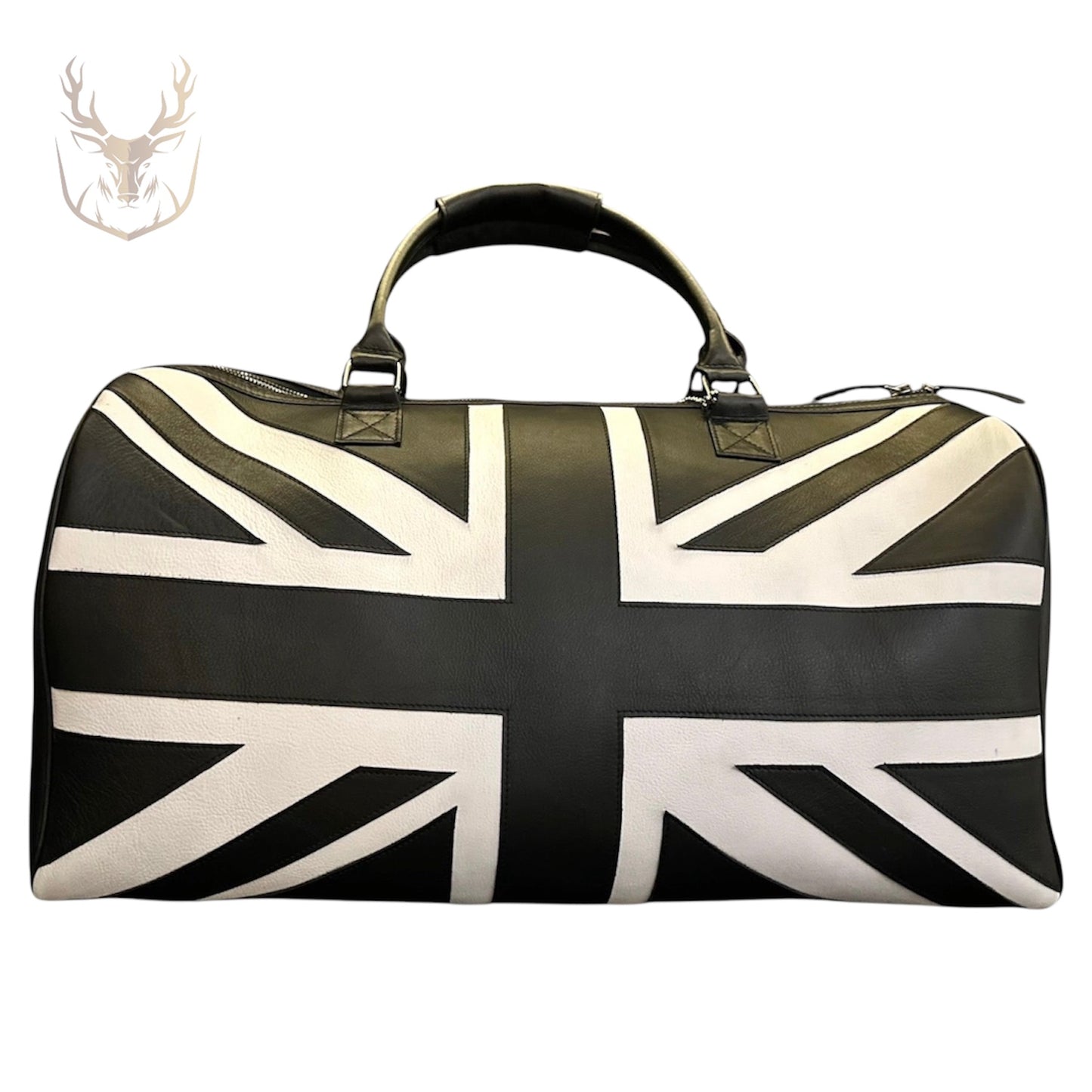 LuxeAura’s UK Flagged Leather Duffle Bag.