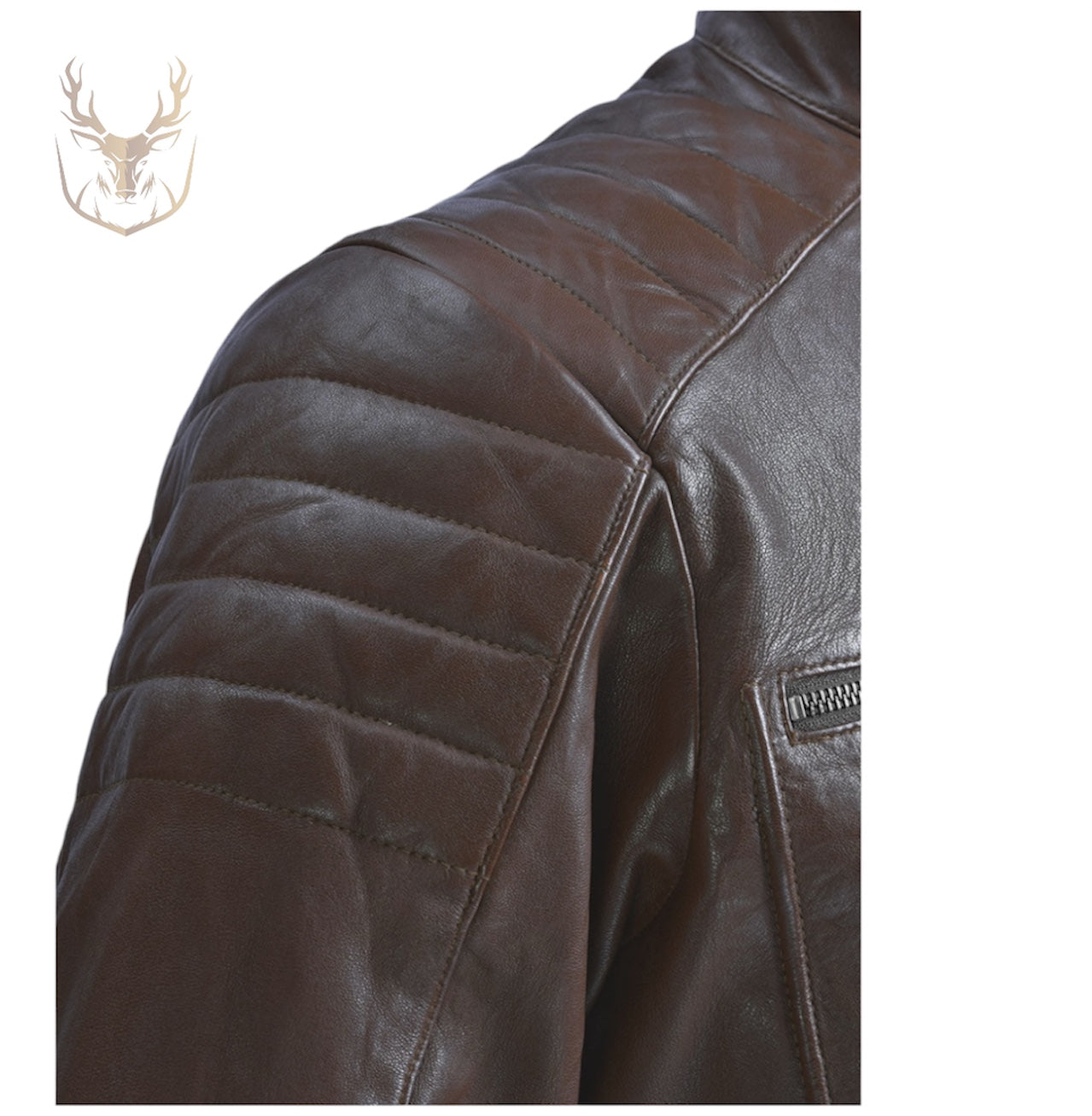 LuxeAura’s Brown Padded Leather Jacket For Men.