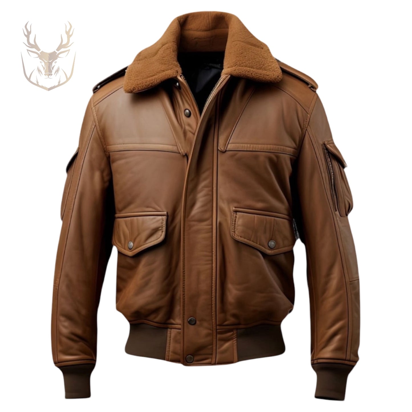 LuxeAura’s Brown Sherpa Shearling Leather Jacket For Men.