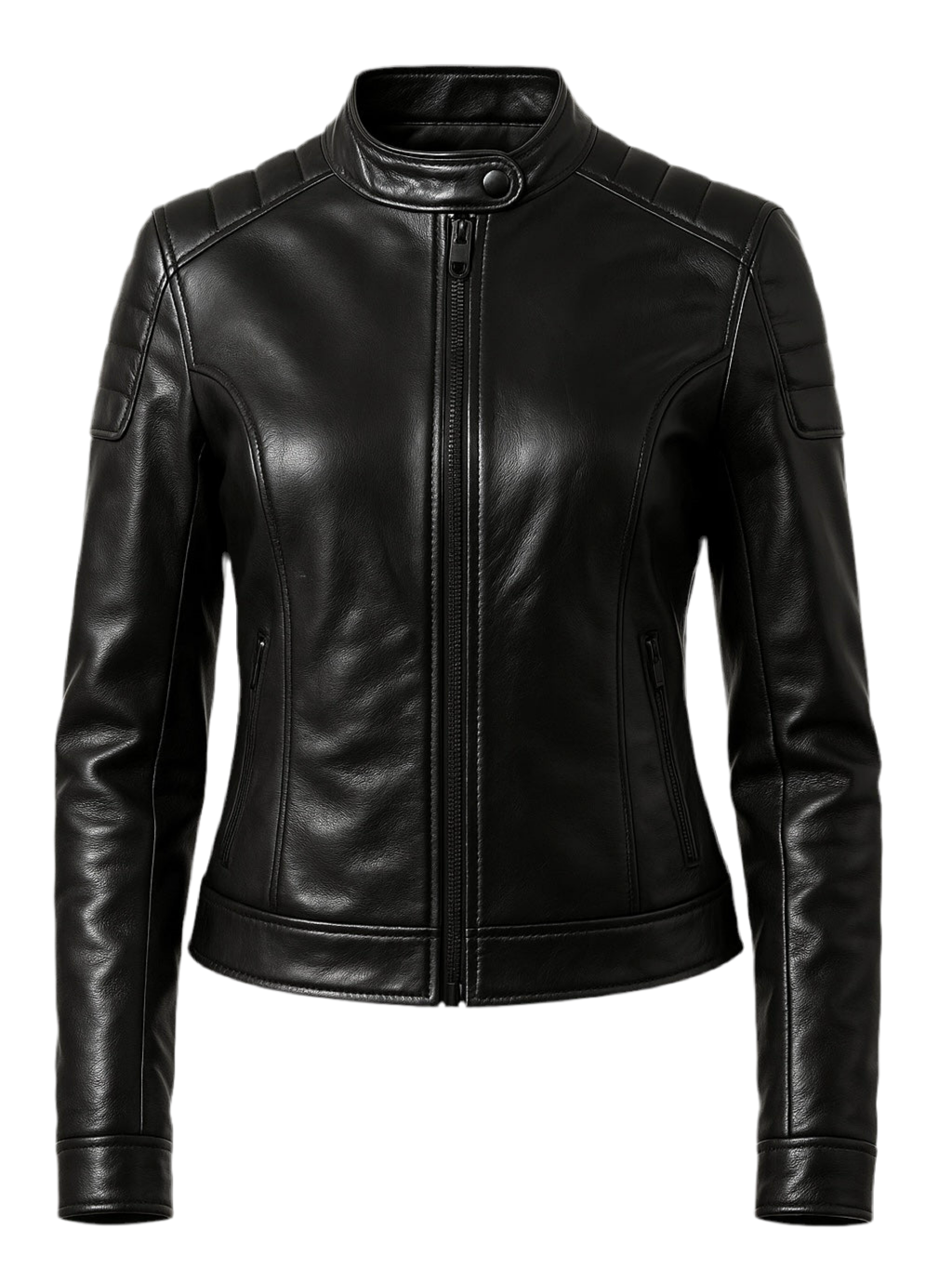 EMBER – Women’s Black Racer Padded Leather Jacket