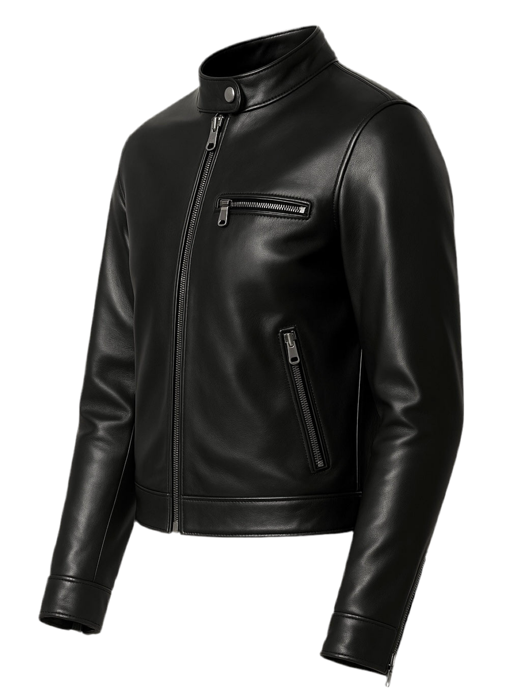 KNIGHT - Black Racer Leather Jacket