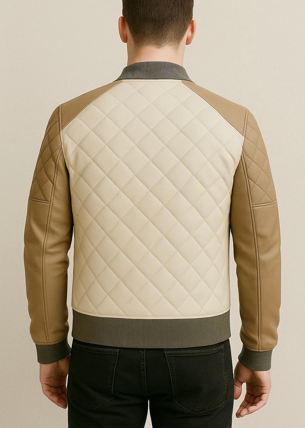 QUILTAN – Beige Quilted Bomber Jacket