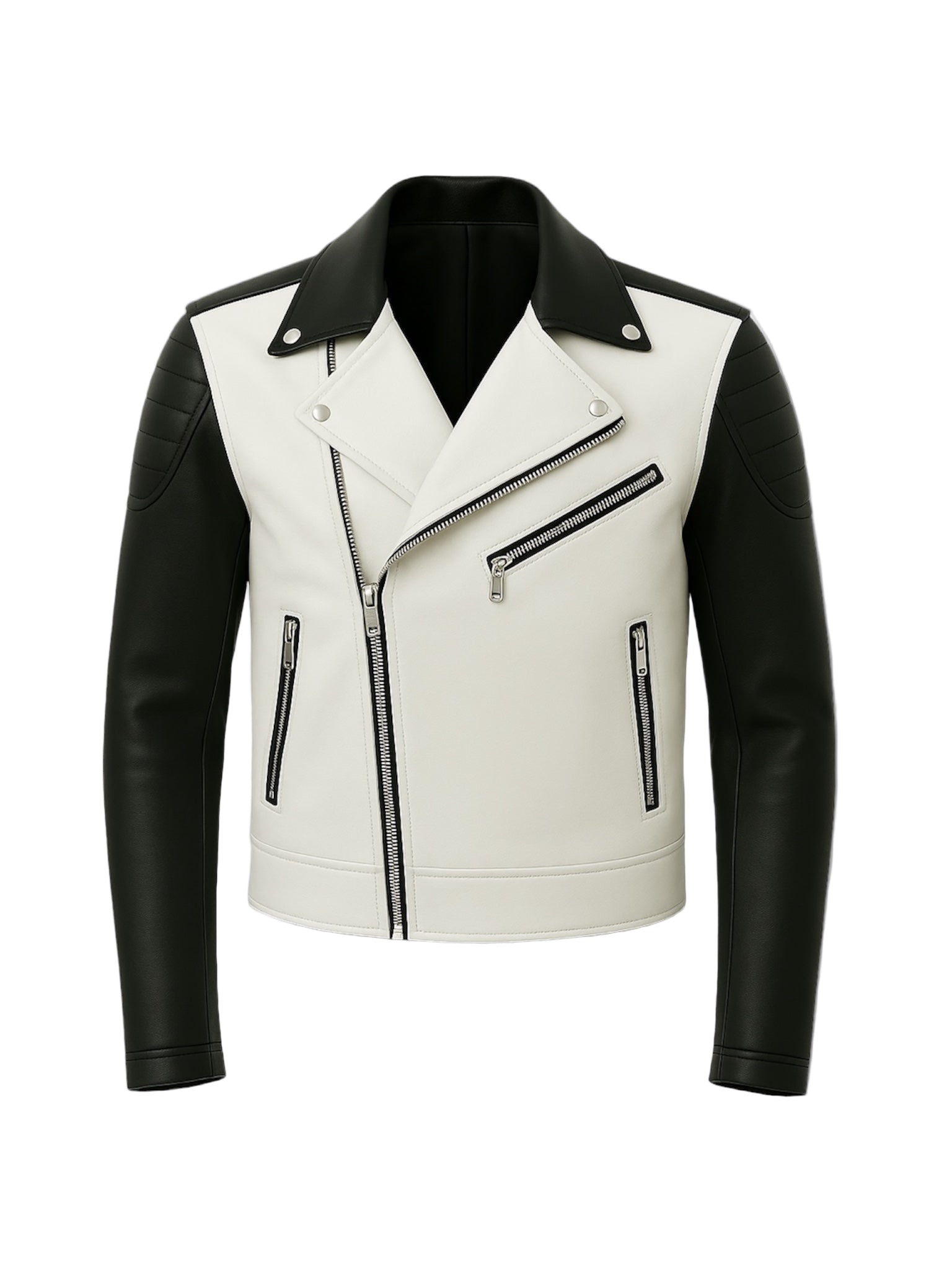 VANTOR - White & Black Biker Jacket