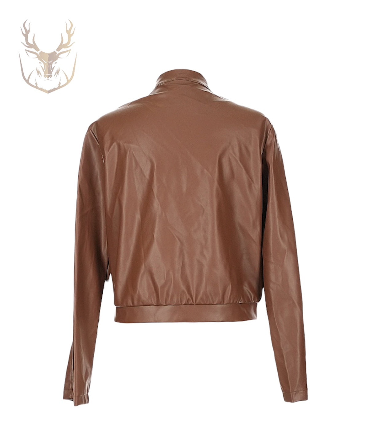 LuxeAura’s Coffee Brown Bomber Leather Jacket For Women.