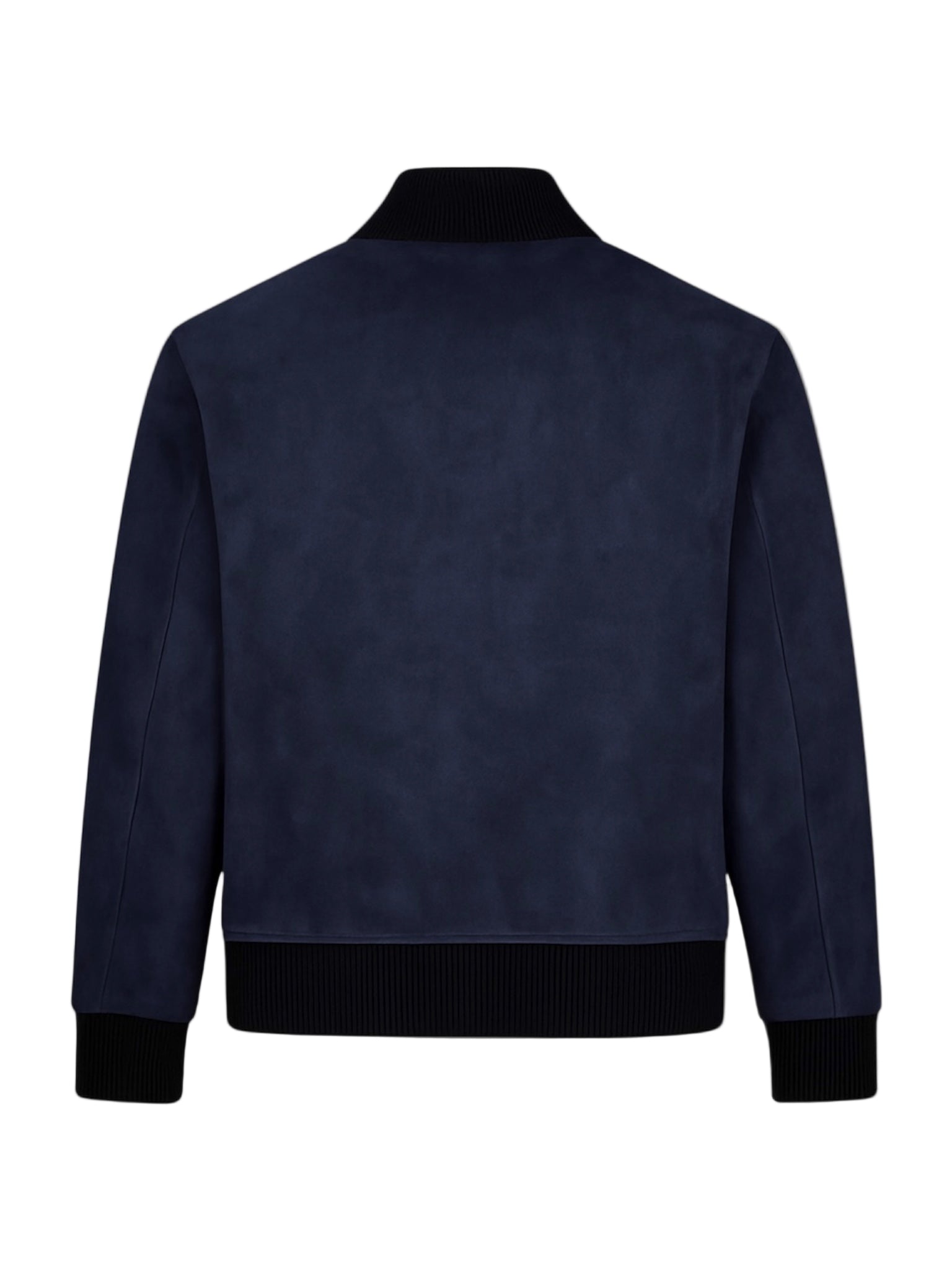 back shot of Navy blue bomber jacket on a white background