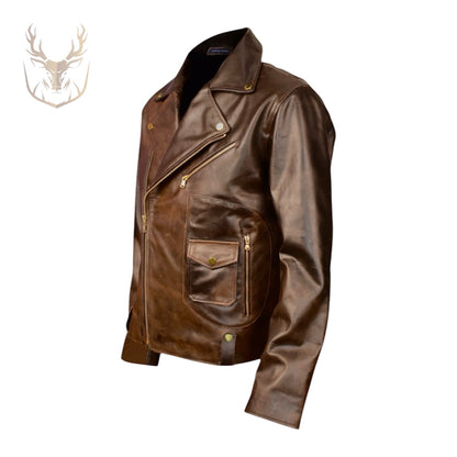 LuxeAura’s Bronze Heritage Rider Leather Jacket.