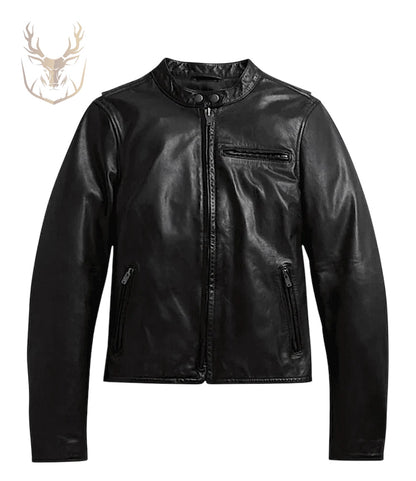 LuxeAura's Bomber Leather Jacket For Women.