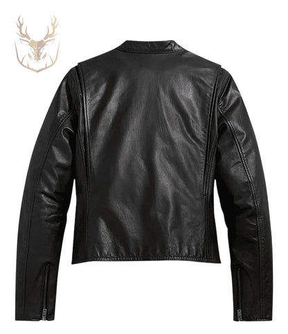 LuxeAura's Bomber Leather Jacket For Women.