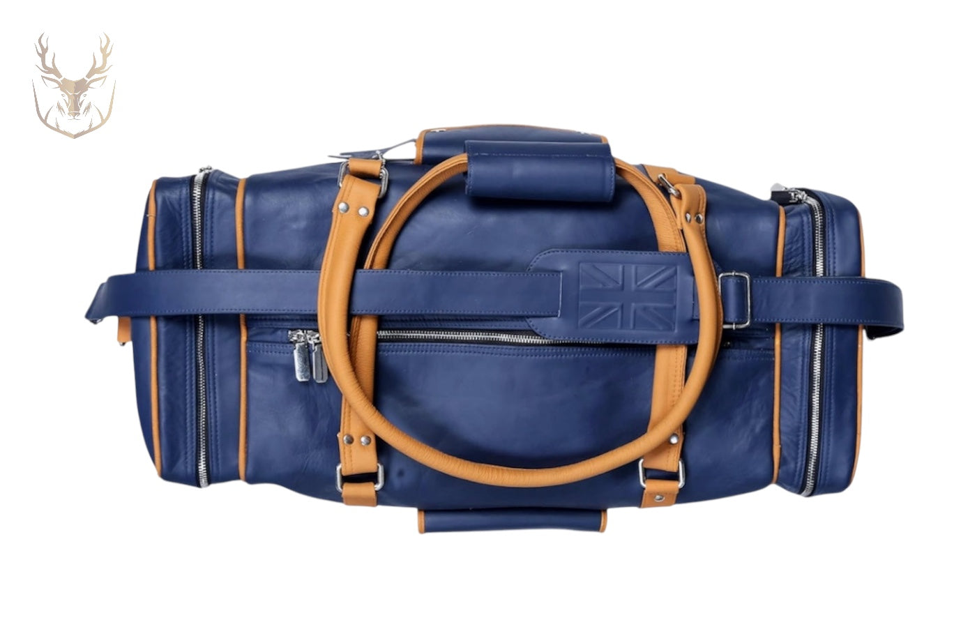 LuxeAura’s Blue Handcrafted Italian Leather Duffle Bag.