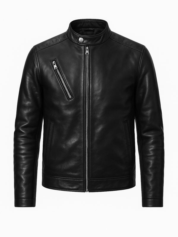 VOLT – Black Racer Leather Jacket