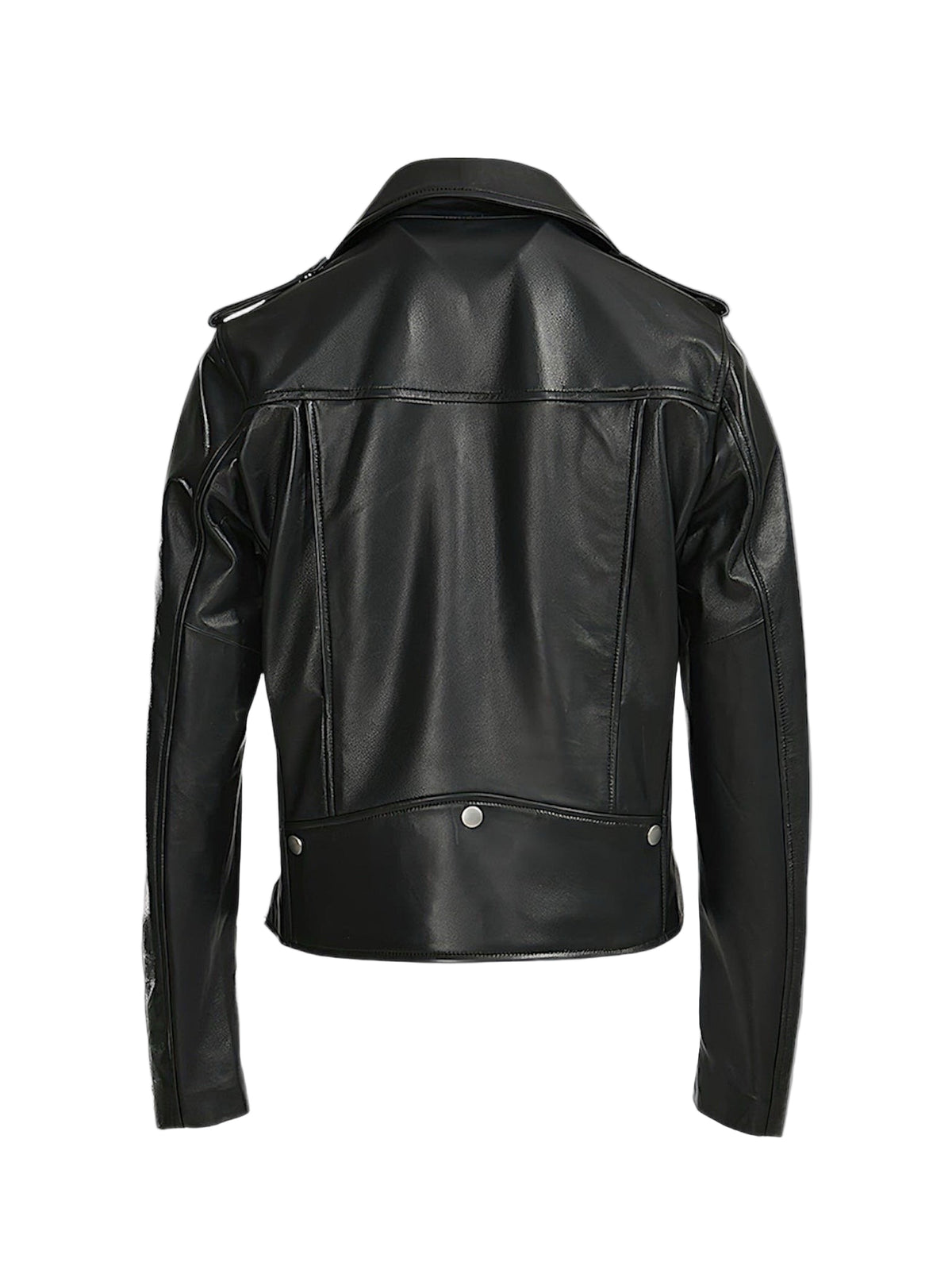 Black leather jacket on a white background