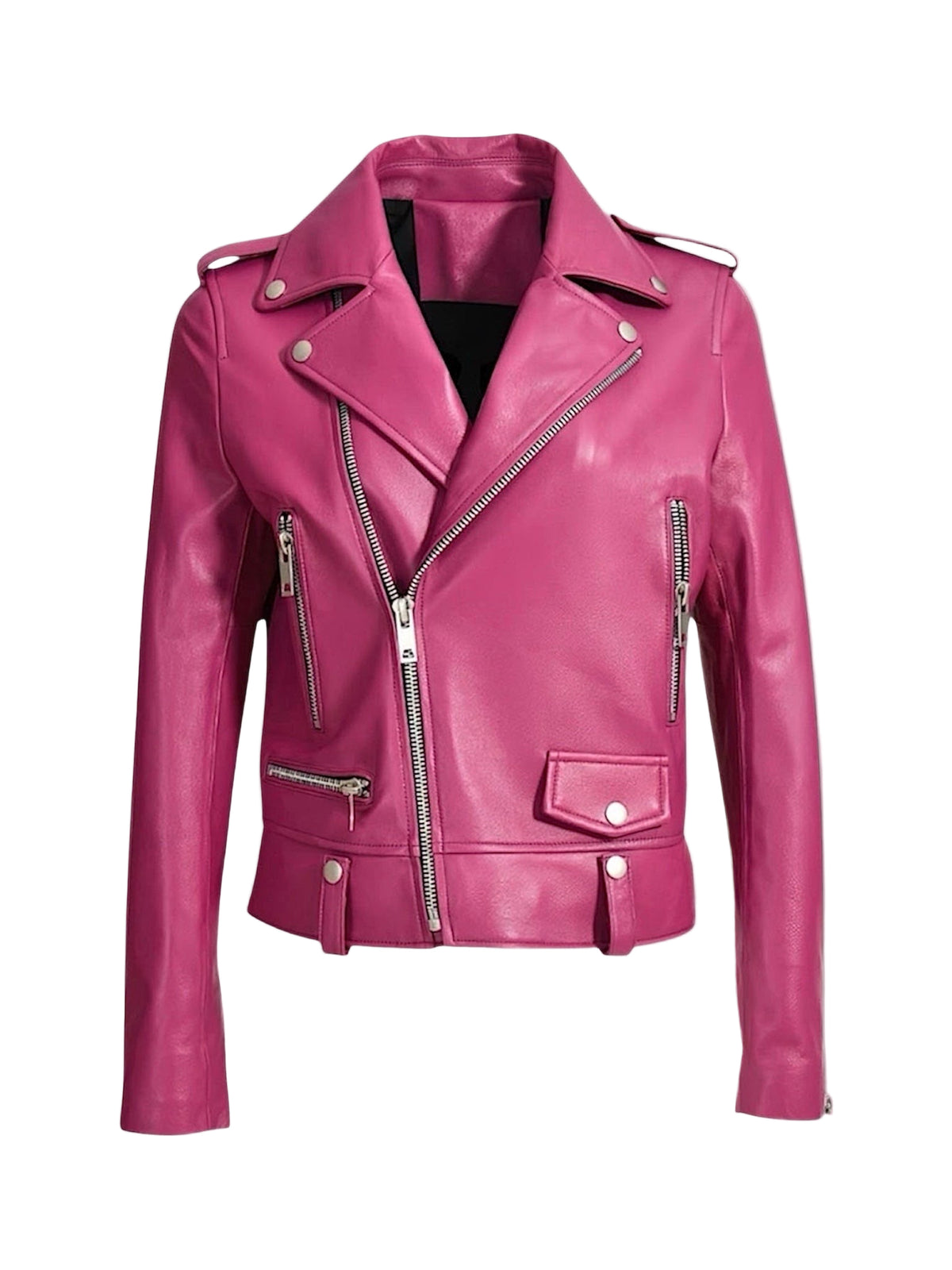 REVA – Pink Biker Leather Jacket